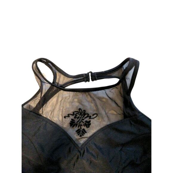 VINTAGE Jantzen Black Mesh High Neck One-Piece Swimsuit H - Picture 4 of 11